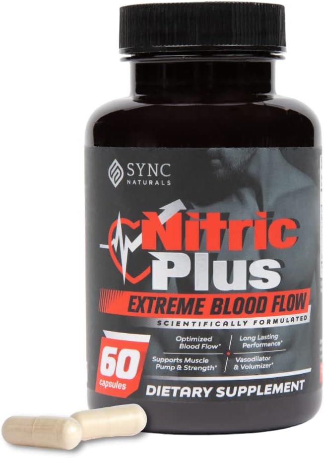 Nitric Plus- 800mg L Arginine- 400mg L Citrulline- Extra Strength Nitric Oxide Pills | 30mg Niacin - High Performance Workouts | Nitric Oxide Supplements for Men and Women| 60 Count