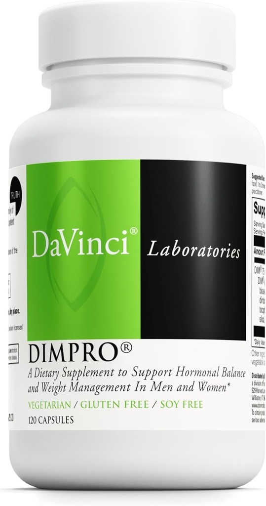 DAVINCI Labs DIMPro 75mg - Helps Support Hormonal Balance, Estrogen Metabolism & More with DIM - Gluten-Free - 120 Capsules (120 Servings)