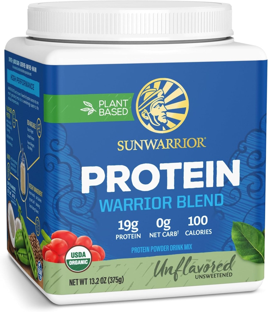 [BRSWGY36OUNRQ3DZ] Sunwarrior Organic Plant Based Protein Powder | Vegan Organic Protein Powder Unflavored with BCAA Amino Acids & Hemp Seed Pea Blend | Non-GMO Soy Dairy Filler & Gluten Free (Unflavored, 15 Servings)
