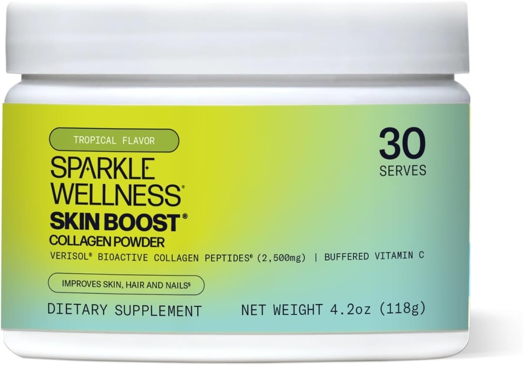 VERISOL Bioactive Hydrolyzed Collagen Peptides & Vitamin C | Collagen Powder Supplement for Skin, Hair & Nail Health | Skin Boost (Tropical) [30-Serves]