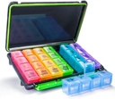 Weekly Pill Organizer, 7 Day Pill Box (4-Times-A-Day) Portable for Travel with Moisture-Proof Design Pill case to Pills/Vitamin/Fish Oil/Supplements