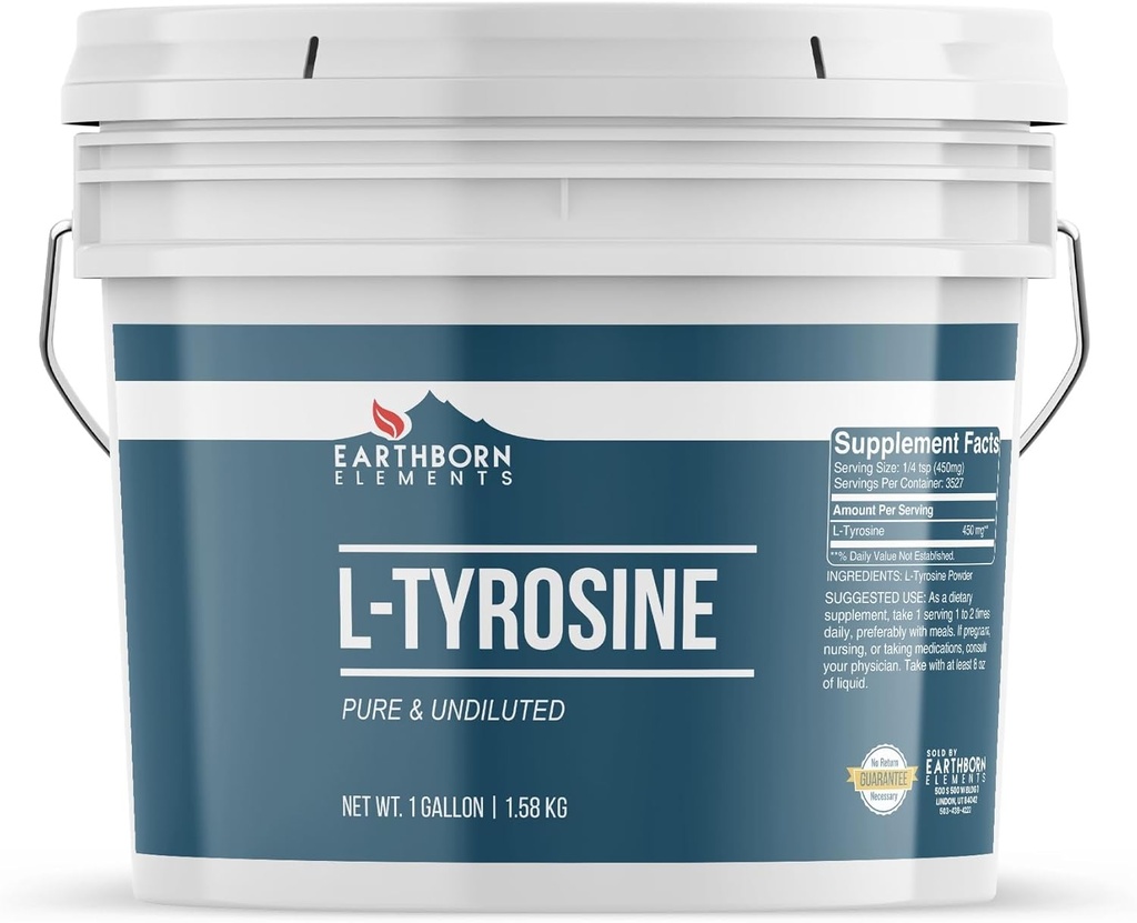 Earthborn Elements L-Tyrosine 1 Gallon Bucket, Pure & Undiluted, Dietary Supplement Powder