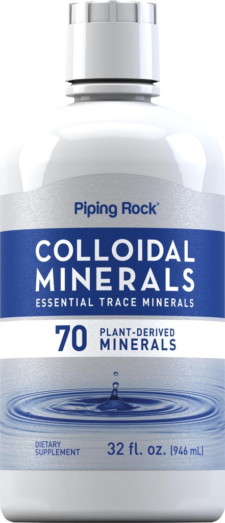 Piping Rock Colloidal Minerals Liquid | 32 fl oz | Unflavored Tincture Supplement | Plan Derived Essential Trace Minerals | Vegetarian, Non-GMO, Gluten Free