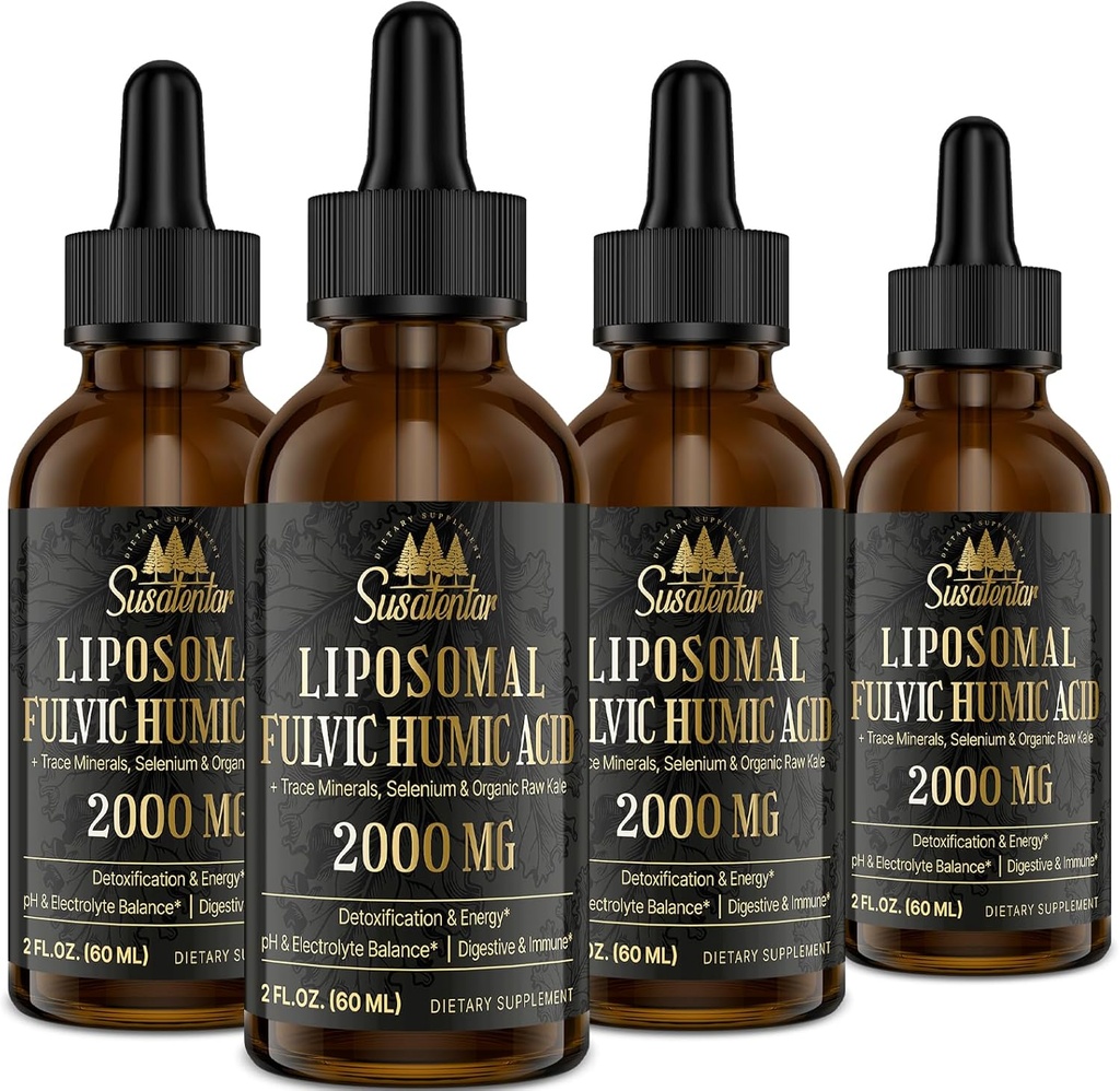 Trace Minerals Electrolytes Drops 2000 MG | Liquid Liposomal Fulvic Humic Acid Supplement | 85+ Trace Minerals | Hydration | Detoxification | Energy | pH Balance | Digestion | Immunity | 8 Oz