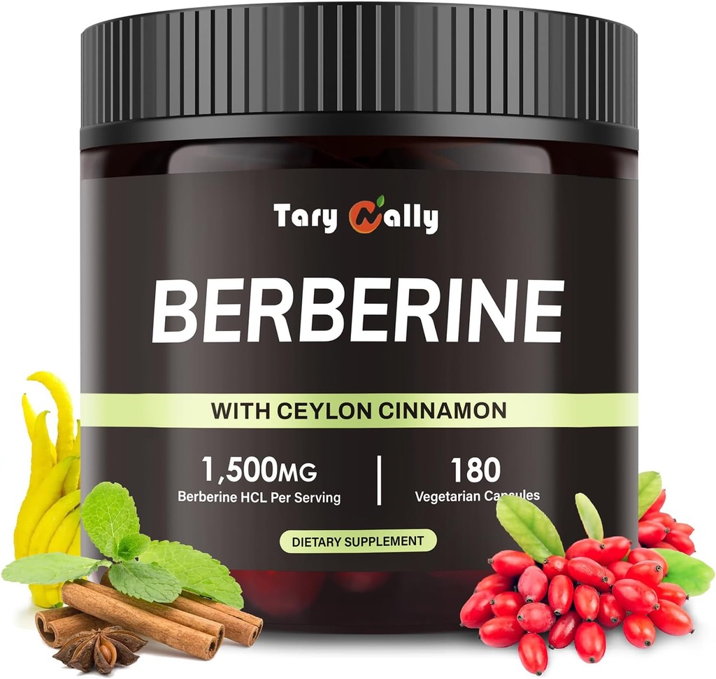 Berberine Supplement 1500mg Organic - 90 Days Supply Metabolic Support Complex - Natural Botanical Ingredients Ceylon Cinnamon & Citrus Bergamot -Scientific Formula - Easy 2 Capsules Daily (180 Caps)