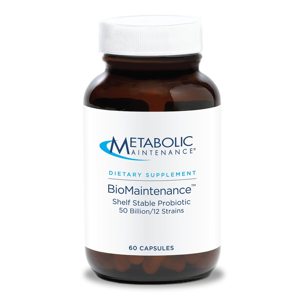 Metabolic Maintenance Biomaintenance Shelf Stable Probiotic - 50 Billion CFU + 12 Strain Probiotic Gut Health Supplement - Contains Lactobacillus Acidophilus + Lactobacillus Gasseri (60 Capsules)