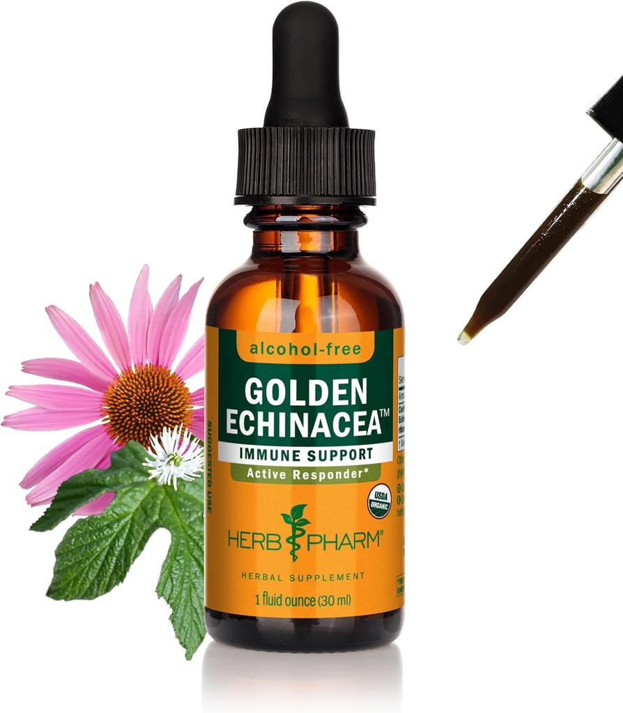 Herb Pharm Certified Organic Golden Echinacea Liquid Extract for Immune System Support - 1 Ounce (DGOLDEN01)
