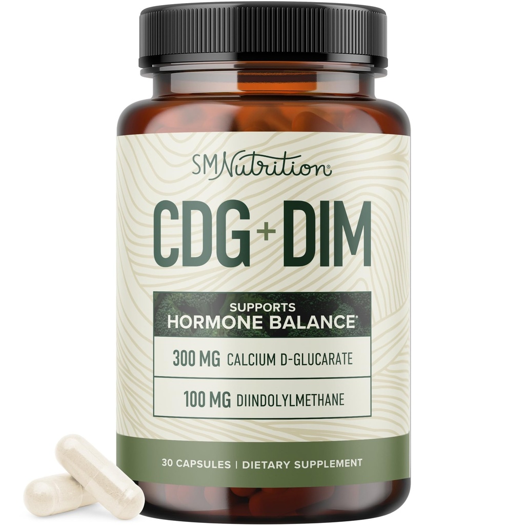 Calcium D-Glucarate with DIM Supplement for Estrogen Detox & Hormone Balance for Women & Men | Detox & Cleanse, Hormonal Acne, Menopause & CDG for Liver Support | Non-GMO, Third-Party Tested | 30ct