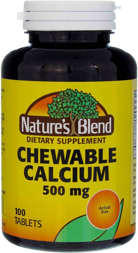 Nature's Blend Chewable Calcium 500 mg, 100 Tablets (Pack of 5)
