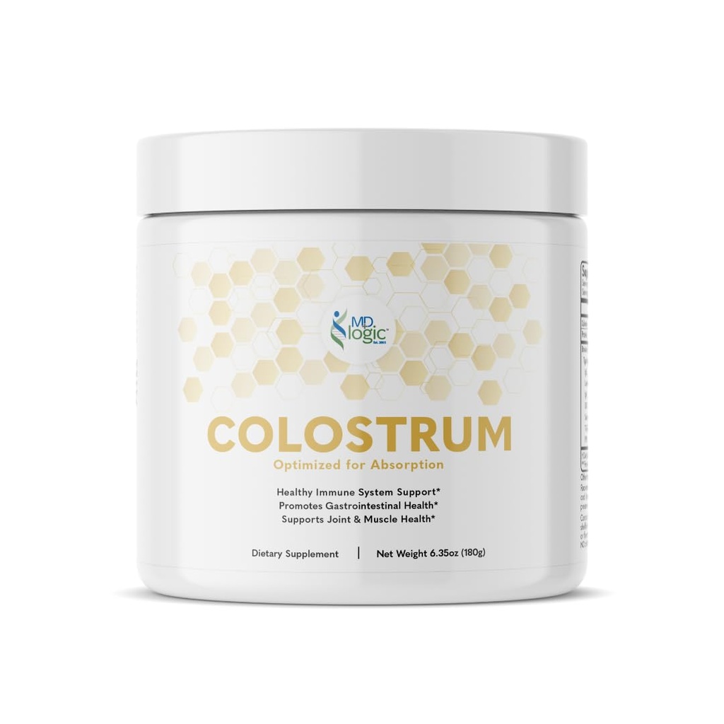 Colostrum by MD Logic Health® for Immune, Gut, Joint & Muscle Health Support - Pure, Potent, Low Molecular Bioactive Colostrum - 180g - 60 Servings - Made in New York | Pure & Potent, Low Molecular Bioactive, 180g, 60 Servings, Made in New York