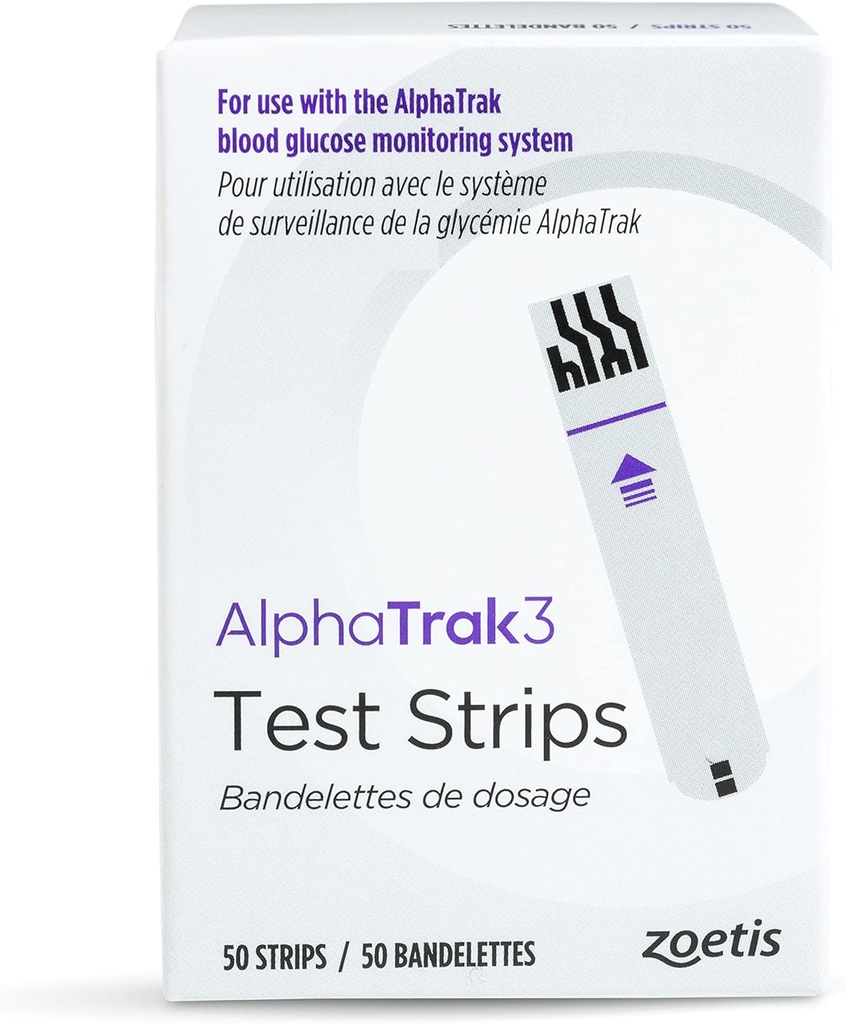 AlphaTrak 3 Test Strips for Use with AT3 Blood Glucose Monitoring System for Cats, Dogs, and Horses, 50 Count