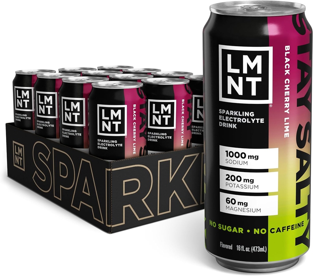 Drink LMNT Sparkling Electrolyte Drink - Black Cherry Lime | 12-Count