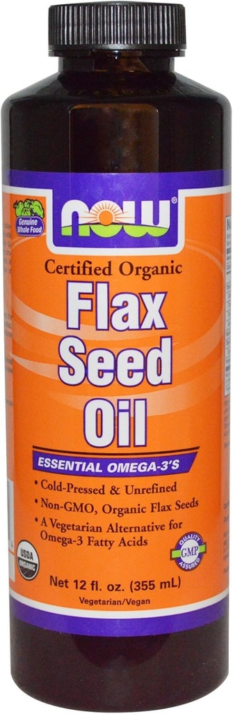 NOW Flax Seed Oil, 12-Ounces (Pack of 2)