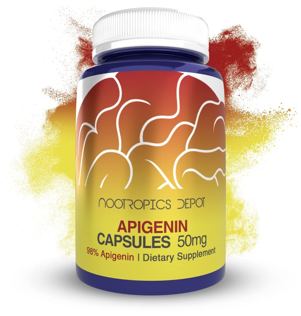 Nootropics Depot Apigenin Capsules | 50mg | 180 Count | >98% Apigenin | Supports Relaxation, Joint Health, and NAD+ Levels