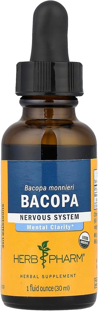 Herb Pharm Certified Organic Bacopa Liquid Extract for Brain Support - 1 Ounce (DBAC01)