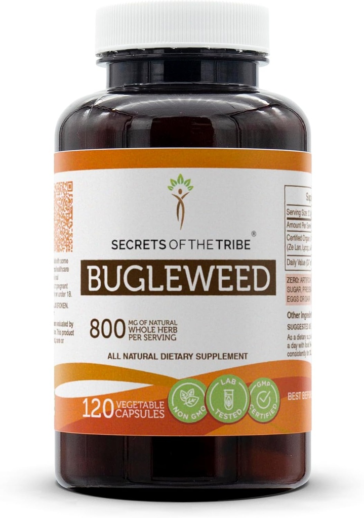Secrets of the Tribe Bugleweed 120 Capsules, 800 mg, Bugleweed (Lycopus Virginicus) Dried Herb (120 Capsules)