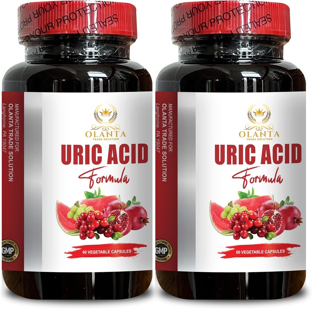 URIC Acid - Herbal Uric Acid Essential Daily Support, Uric Acid Support for Adults, Essential for Daily Joint Support, Immune Support - 2 Bottles 120 Capsules