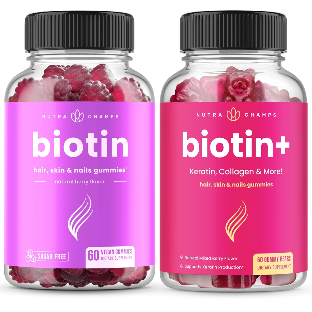 NutraChamps Complete Biotin Bundle for Hair, Skin & Nails. Biotin & Biotin+