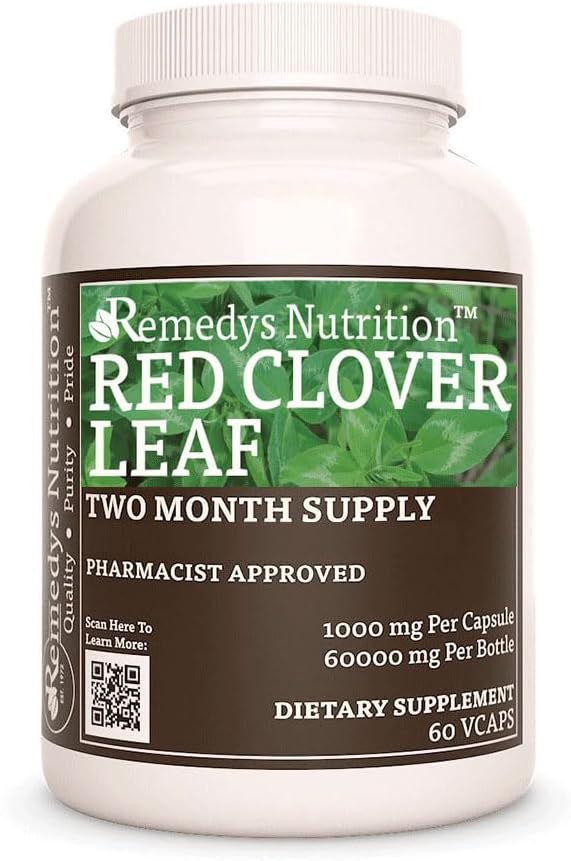 Remedy's nutrition Red Clover Leaf | 1,000 mg, 60 Vegan Capsules Herbal Dietary Supplement | Two Month Supply