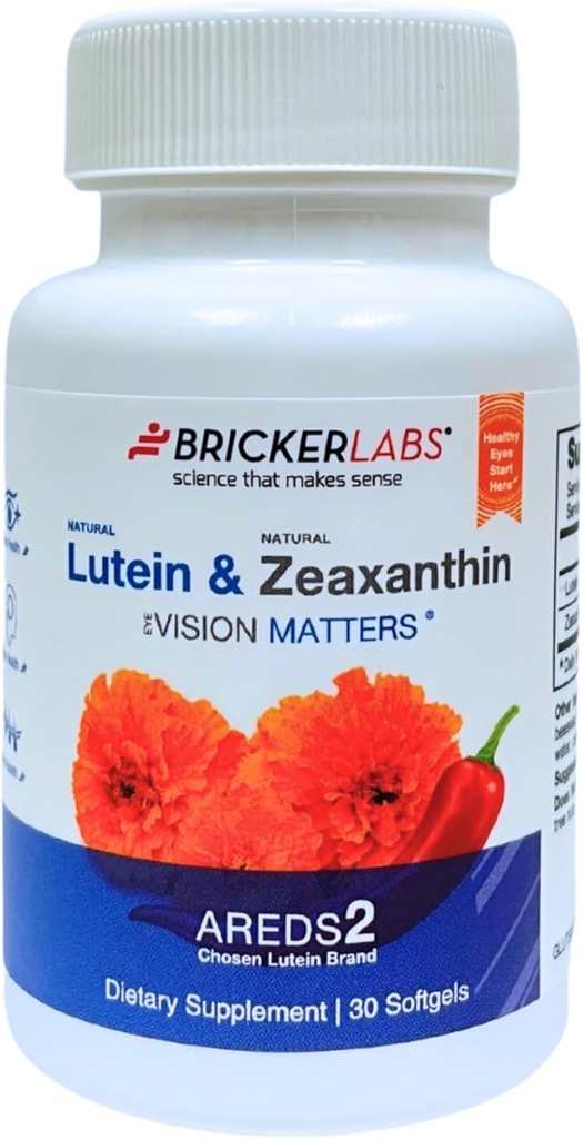 Natural Lutein + Zeaxanthin Eye Supplement – Supports Eye, Brain, and Skin Health with Macular Carotenoids, Superior Bioavailability, AREDS2 Chosen Lutein Source – 60 Soft Gels