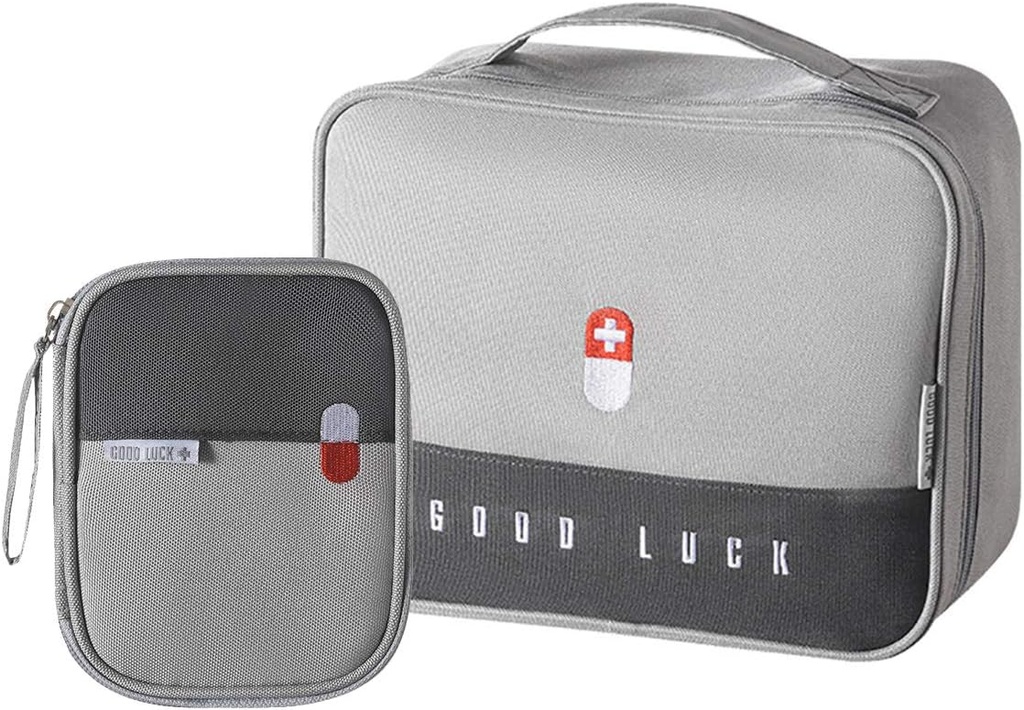 Empty First Aid Bags Travel Medical Supplies Insulated Medicine Bag Convenient Safety Kit Suit for Family Outdoors Hiking Camping Car Office Workplace,Grey