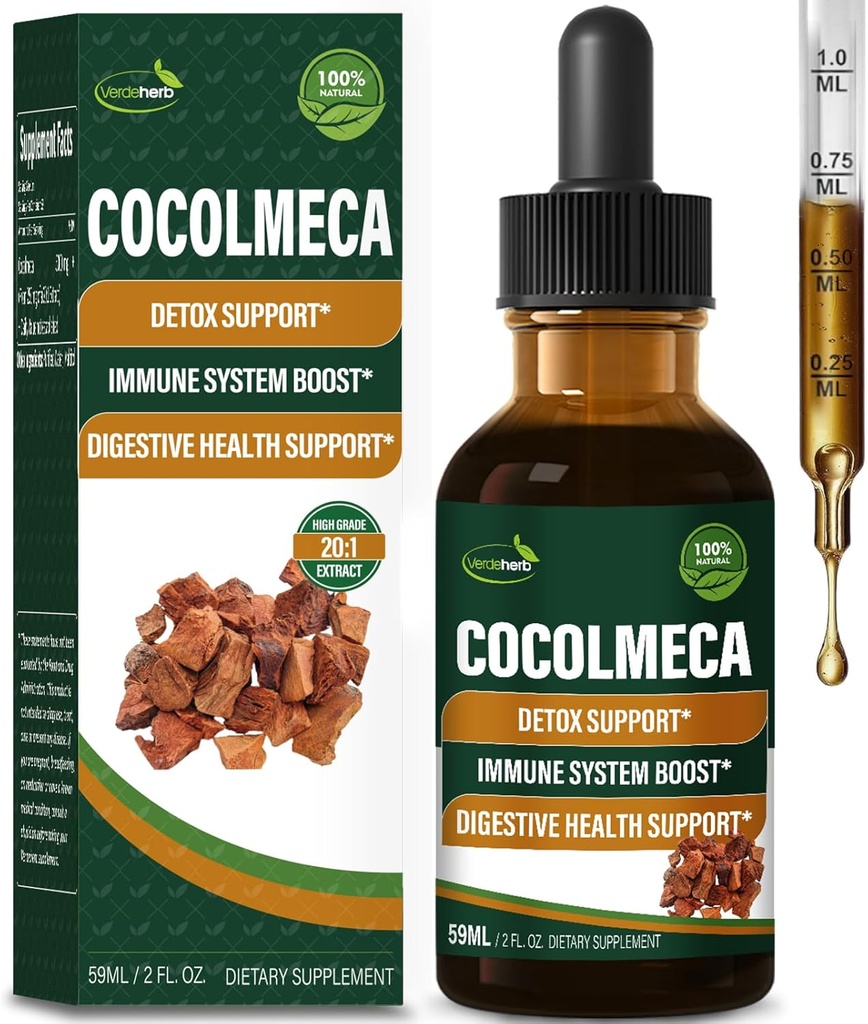 Cocolmeca Bark Liquid Drops, Nature Herbal Extract Supplement for Body Detox Cleanse Support, Immune System Boost & Digestive Health. Gotas de Cocolmeca 2oz