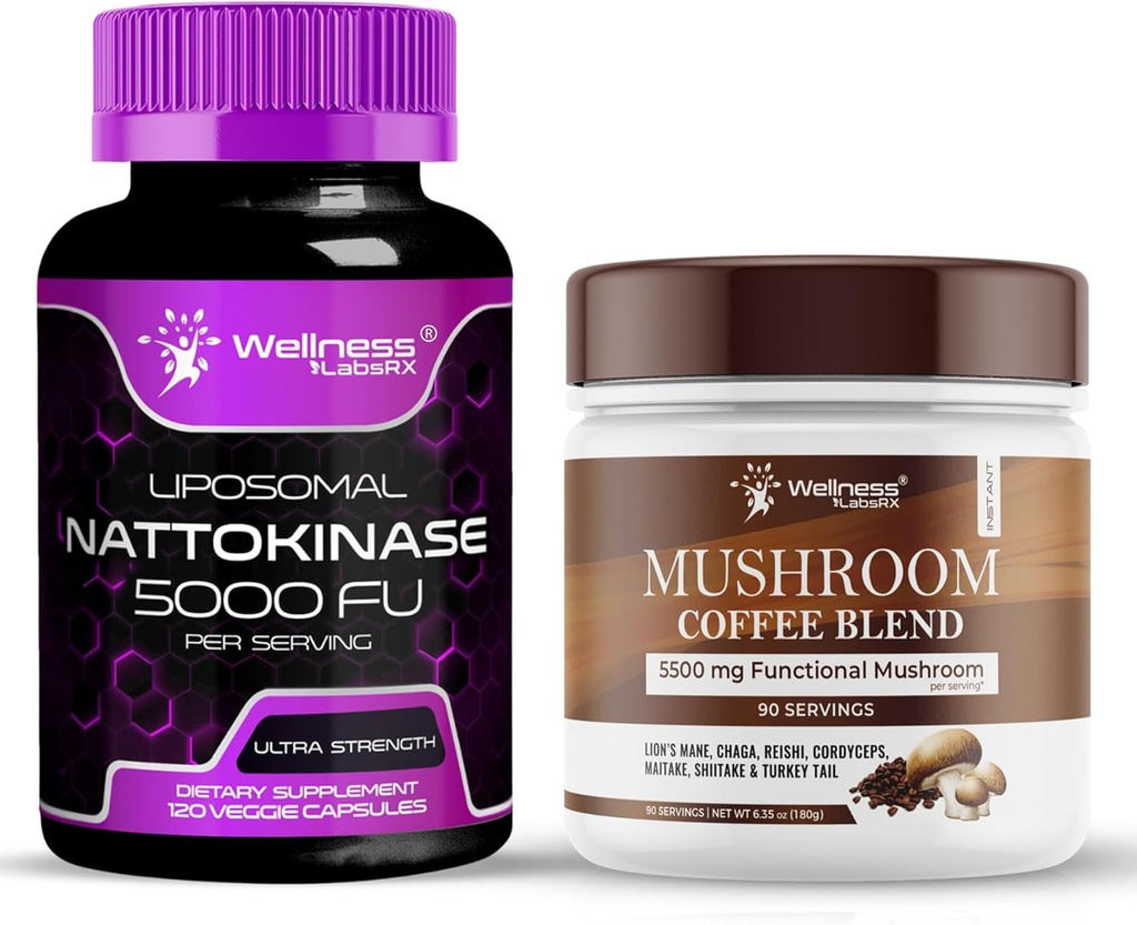 Nattokinase Supplement Capsules 5000 FU - Mushroom Coffee Blend