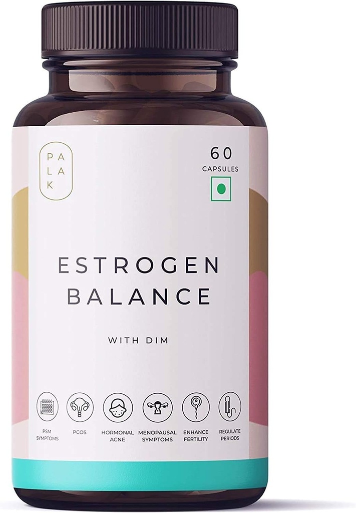 Palak Notes : Miduty Estrogen Balance with DIM for fibroids, premenstrual Syndrome, PCOS, Black Cohosh Root Powder Gluten Free & Non GMO: 60 Capsules