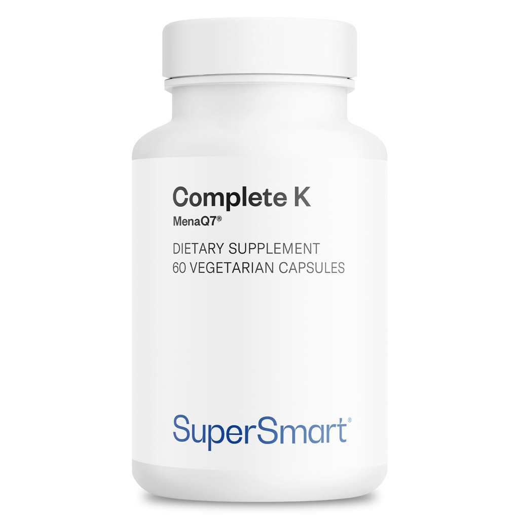 Supersmart - Complete K - with K1, K2 (MK4 + MK7) - Full Spectrum Vitamin K Supplement | Non-GMO & Gluten Free - 60 Vegetarian Capsules