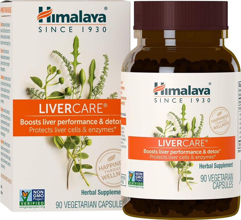 Himalaya LiverCare - Herbal Liver Support Promoting Waste Elimination, Liver Cleanse, Detox, and Bile Production - Vegan, Non-GMO, Gluten Free, 375 mg, 90 Capsules