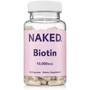 NAKED Biotin 10,000mcg - Max Strength Vitamin B7 Supplement for Healthy Hair, Skin & Nails Support - Non-GMO, Gluten-Free, Vegan - Supports Keratin Production - 120 Capsules