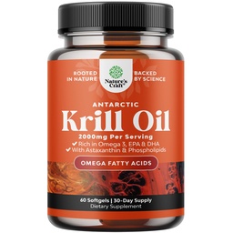 Antarctic Krill Oil 2000mg Softgels Per Serving - Omega 3 Krill Oil Supplement with EPA DHA & Astaxanthin (60 Count (Pack of 1)