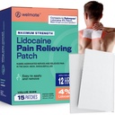 WELMATE 4% Lidocaine Pain Relief Patches Maximum Strength - 15 Count, Up to12 Hours Relief for Back, Neck, Shoulder, Knee - Numbing Patch, Odor Free, Flexible Adhesive, 3.9" x 5.5"