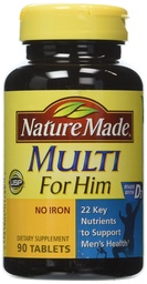 Nature Made Multivitamin For Him, Men's Multivitamin for Daily Nutritional Support, 90 Tablets (Pack of 3)