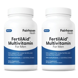 Fairhaven Health FertilAid for Men Fertility Supplements for Men Two Month Supply | Count, Motility Support Pre-Conception for Him | Male Fertility Support Includes L-carnitine, Zinc | 2 Bottles