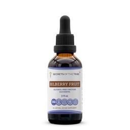 Secrets of the Tribe Bilberry Fruit Alcohol-Free Liquid Extract, Bilberry (Vaccinium Myrtillus) Dried Fruit Tincture Supplement (2 FL OZ)