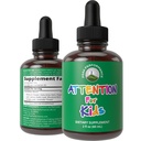 Kids Focus Drops - Attention Deficit Liquid Supplement for Concentration Brain, Memory - No Bitter Taste - Natural Non-Habit Forming Sugar Free 7-in-1 Vegan Nootropic for Children, Teenagers 2 fl oz