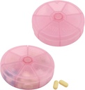 Portable Weekly Pill Organizer 7 Day Pills Container, Round Pill Case Travel Friendly, Daily Week Pill Reminder Case, BPA-Free Vitamin, Supplement, Fish Oil, Medication Planner (Pink)