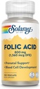 SOLARAY Folic Acid Capsules, 1360mcg | 100 Count | Pack of 2