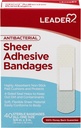 LEADER Sterile Sheer Adhesive Bandages, Latex Free, Blends with Skin, Helps Prevent Infection, Comfortable Protection for First Aid and Wound Care (3/4" x 3", 40 Count)