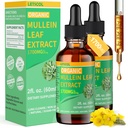 Organic Mullein Drops for Lung Cleanse, Powerful 1700mg Mullein Leaf Extract for Immune & Respiratory Support, Natural Mullein Supplement Tincture Drops Non-GMO & Vegan, 2 Fl Oz
