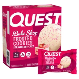 Quest Nutrition Frosted Protein Cookies, Strawberry Cake, <1g Sugar, 5g Protein, 1g Net Carbs, Gluten Free, 8 Cookies