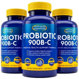 Probiotics for Women and Men with Natural Lactase Enzyme & Prebiotic Fiber for Digestive Health - 80percent + Stronger Supplement for Gut Health Support - 3 Count of 60 Tablets