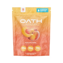 Oath Nutrition Hydration Electrolyte Powder, Complete Electrolyte Blend for Rapid Hydration and Muscle Support, 16 Single-Serve Packets, Peach Nectarine