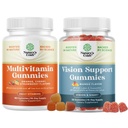 Bundle of Potent Daily Multivitamin Gummies for Adults with Vitamin D A C E B12 Zinc Biotin Gluten Free Halal and Vision Support Gummies with Lutein Zeaxanthin for Eye Health Blue Light Protection