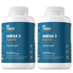 Dr. Tobias Omega 3 Fish Oil 2000mg Triple Strength with 800mg EPA 600mg DHA Per Serving | Fish Oil Omega 3 Supplements for Heart Brain & Immune Support - 360 Softgels (180 Servings)
