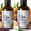 HAPPY FOX Sea Moss & Smart Shrooms Liquid Drops, 2 Flavor Bundle - Pure Vanilla & Dark Chocolate, Nootropic Brain Supplements to Boost Focus & Immune Support