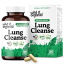 Wild & Organic Lung Cleanse Capsules - Lung Support Supplement with Mullein Leaf, Stinging Nettle, Angelica & Korean Panax Ginseng - Vegan, No Fillers, Non-GMO - 180 Count