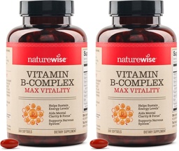 NatureWise Vitamin B Complex for Women and Men-with Folic Acid Biotin B1 B2 B3 B6 B12 - Support Cellular Energy & Mental Clarity - Gluten & Dairy Free, Non-GMO-360 Softgels[1-Year Supply],(Pack of 2)