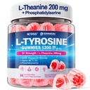 L Tyrosine Gummies Supplement 1200mg, GABA L-Theanine Supplement 200mg with Magnesium Glycinate Vitamin B6, D3 & C - Calm & Focus Gummies - Brain Supplements for Memory, Mood & Relax for Adults, Vegan
